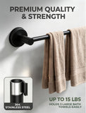 14.6 to 24 Inches No Drill Suction Cup Towel Bar for Shower Glass Door & Tile Wall, Stainless Steel Wall Mounted Towel Rack，Removable Bathroom Organizers & Storage for Renters Apartment (Matte Black)