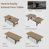 GarveeHome 63-83" Extendable Dining Table, Industrial Rectangular Dining Room Table for 6-8 People