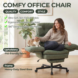 Criss Cross Office Chair with Foot Rest, Big and Tall Office Desk Chairs with Flip Armrests for Pets & Cross Legged Sitting, Comfy Executive Ergonomic Reclining Computer Gaming Vanity Chair, Green