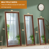 ZHUNFA Full Length Mirror,65x22 Inch Full Length Mirror Wall Mounted,Vertical Hanging,Leaning Standing for Bedroom,Living Room,Rectangular Wooden Frame,Wood Brown Color.