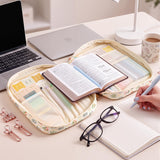KOUDGY Bible Cover Case for Women Large Quilted Bible Carrying Bag with Handles Bible Study Supplies & Accessories Christian Gifts for Women(Wildflower Meadow, L)