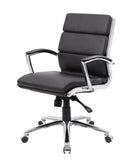 BOSS Office Products B9476-BK Executive Mid Back CaressoftPlus Chair with Metal Chrome Finish, Black