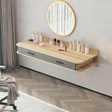 Quvex Modern Wood Floating Makeup Vanity Desk with 2 Drawers, Reversible Wall Mounted Dressing Table for Left or Right Corner, Space Saving Vanity Shelf for Apartments, Bedrooms, 47.2"/120cm
