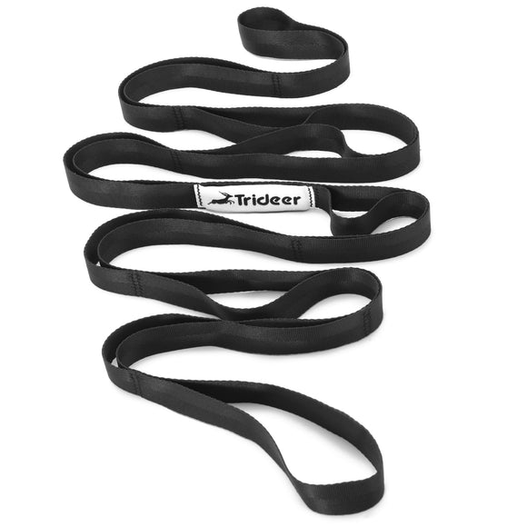 Trideer Stretching Strap Yoga Strap Physical Therapy for Home Workout, Exercise, Pilates and Gymnastics, 10 Loops Non-Elastic Stretch Bands with Aesthetic Packaging for Women & Men (Black) Trideer