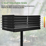 Toriexon Park Grills, 384 Sq. In, Park Style Charcoal Grill, Heavy Duty In Ground Park Grill with Stainless Steel Cooking Grate and Cover for Commercial and Outdoor Cooking 25.5'' L x 17'' W x 11'' H