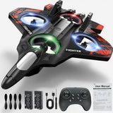 RGIMF Foam Remote Control Airplanes, RC Planes with Light, RC Airplane Fighter Jet, 360° Flip, Stunt Roll, Drones for Men, Remote Control Plane (Red)