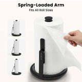 Ultrean Paper Towel Holder Countertop, Freestanding Paper Towel Dispenser with Spring-Loaded Arm for One-Handed Tear, Weighted Non-Slip Base, Stainless Steel for Kitchen, Black
