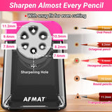 AFMAT PSX1 Heavy Duty Electric Pencil Sharpener, 6 Holes, Auto Stop Pencil Sharpeners Plug in, Classroom Pencil Sharpener for 6-11mm Pencils, Super Fast, Save Pencils, Teacher Must Have