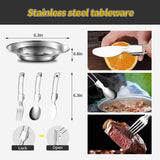 Camping Cooking Set | Stainless Steel Camping Pot and Pan Set with Kettle Cups Plates Forks Knives Spoons Jorunhe