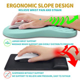 Hokafenle 2 in 1 Ergonomic Mouse Pad Wrist Support & Wrist Rest for Computer Keyboard Set, with Relieve Carpal Tunnel Pain Massage Bulge and Full Memory Gel Design (2In1 Set, Light Blue)
