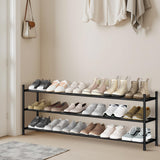 STORAGE MANIAC Long Expandable Shoe Rack, 18 Pairs Metal Wide Stackable Shoe Rack, Adjustable Shoes Shelf, Freestanding Shoes Organizer for Closet, Entryway, Hallway, Garage, Front Door, 3 Tiers