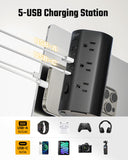 20Ft Tower Power Strip, Long Extension Cord, Flat Plug, 1700J, 12 AC 5 USB