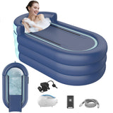 Inflatable Bathtub & Bubble Spa Mat- Portable Hot Tub for Adults, Equipped with a Bubble Math Mat for Massage, Fits Any Bathroom, Foldable Design for Renters/Apartments (65"x33"x26" 220lb)