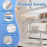 QIUHTR Over The Sink Drying Rack Kitchen with Cutlery Holder,Stainless Steel Space-Saving Dish Rack,Multi-Functional Dish Racks Kitchen,for Dishes,Plates