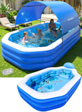 2026 Inflatable Pool with Canopy, Large Inflatable Pool for Kids,Adults, Blow Up Pools with Seats,Oversize Thickened 118"x75"x22"Inflatable Swimming Pools, Kids Pool for Backyard,Ocean Theme