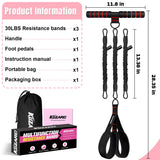 Upgraded Multifunction Pedal Resistance Band with Handle, 3 Tube Adjustable Resistance Bands for Abdomen, Waist, Arm, Core/ABS, Leg Workout