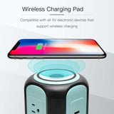 Power Strip Tower Wireless Charger, SUPERDANNY Surge Protector Tower, 10A 1080J Charger Station Black and Blue SUPERDANNY