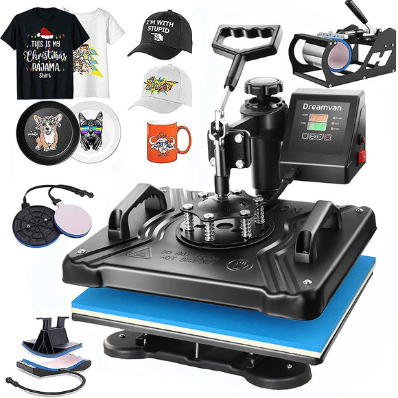 5 in 1 Heat Press Machine for t Shirts Professional Swing Away Heat Press Digital Combo 12