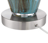 360 Lighting Azure Modern Table Lamps 26.75" High Set of 2 Blue Brown Art Glass Brushed Nickel Metal Cream Fabric Drum Shade Decor for Living Room Bedroom House Bedside Nightstand Home