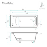 Swiss Madison Voltaire 54 x 30 Right Drain Soaking Alcove Bathtub in Glossy White with Integrated Overflow, Drain Included