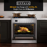 Empava 36″ Professional Gas Range with 18K BTU Triple-Ring Power Burner