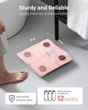 Ovutek Smart Scale for Body Weight, Professional Bathroom Digital Weighing Scale with BMI, Body Fat, Muscle Mass, Accurate Bluetooth Home User Health Equipment Sync Apps - Pink