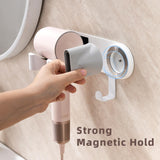 chochoyah Hair Dryer Holder Wall Mounted, Hair Dryer Organizer Self Adhesive Compatible with Dyson Blow Dryer Holder Aluminum BlowDryer Holder Wall Mounted for Bathroom White