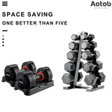 AOTOB 25 lbs Adjustable Dumbbell Set - Pair with Anti-Slip Fast Adjust Turning Handle, Suitable for Men and Women, Ideal for Home Gym Exercise AOTOB