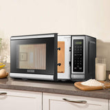 Digital Microwave Oven with Turntable Push-Button Door, Child Safety Lock, 700W, Stainless Steel, 0.7 Cu.ft BLACK+DECKER