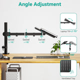 Laptop Tray Desk Mount for 1 Laptop Notebook up to 17 inch, Fully Adjustable, 22 lbs Capacity WALI