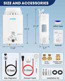 Kohree Tankless Water Heater Propane, 6L 1.58 GPM Portable Tankless Water Heater with Handle, On Demand Instant Hot Water Heater with Overheating Protection, for RV Camping, Outdoor Shower, White