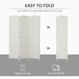 Room Divider 3 Panel, 6FT Tall Folding Privacy Screen, Freestanding Hand-Woven Partition for Room Separation with 360°
