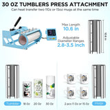 Heat Press, 15x15 Shirt Press Machine with 30 OZ Tumbler Attachment, 5 in 1 Sublimation Shirt Printing AKEYDIY