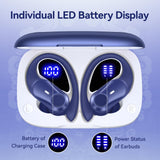 Active Noise Cancelling Ear Buds Wireless Bluetooth Headphones 80H Playtime Display Charging Case 50dB ANC Over Ear Hooks Earbuds with Hi-Res Sound & Clear Calls for Sports Running Gym Workout Blue
