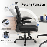 Keratee Ergonomic Office Chair Set of 10, Mesh Fabric Home Office Chairs with Adjustable Lumbar Support, 360° Swivel, and Flip-Up Armrests, Black