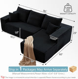 96" Boneless Couch for Living Room, Small Corduroy Cloud Sectional Sofa with L-Shape Chaise