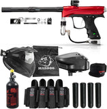 Maddog DYE CZR+ Full Auto Electronic Paintball Gun Marker Elite Starter Package | Thermal Anti-Fog Paintball Mask, HPA Tank, Empire Halo Too Loader, Neck Protector, Pro Paintball Harness & Pods - Red
