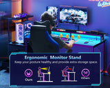 AODK 59 Inch Gaming Desk with USB Charging Ports & LED Light- Reversible Computer Desk