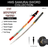 Hand Forged 1045 Carbon Steel Vermilion Crane Katana Full Tang Sword