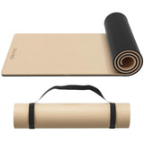 onlyhe Extra Thick 12mm TPE Exercise Yoga Mat with Strap, 1/2 Inch Non-slip Workout Mat for gymnastics, Pilates, Home, Workout, Gym Floor Fitness (Milk coffee + Black)