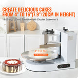 Happybuy Cake Decorating Machine,White,Cake Cream Spreading Coating Smearing Machine, Low Noise Cake Frosting Machine, Turntable with Adjustable Scraper, for 4" to 16" Cake, 25-320RPM Rotating Speed