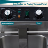 Electric Deep Fryer Stainless Steel with Basket and Lid - 21.13 QT/20 L Capacity, 3600 Watts, 120V Countertop Fryer for Home Kitchen and Restaurant