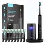 FUMEIKANG Electric Toothbrush for Adults with UV Cleaning, Drying Holder, Pressure Sensor, Smart Timer, Adult Electric Toothbrush Rechargeable Battery, 8 Replacement Brush Heads