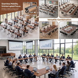 WXHYMXFDC Folding Conference Table with Wheels Modular Foldable Training Tables with Flip Top Business Style Wooden Training Table with Strong Metal Frame for Office Schools Libraries,Walnut,55in,12