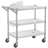 NTE 3 Tier Heavy Duty Rolling Utility Cart on Wheels, 990Lbs Capacity Rolling Wire Cart, Kitchen Carts on Wheels, NSF Commercial Metal Serving Cart with Handle and Shelf Liners for Kitchen, Restaurant