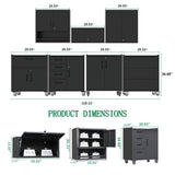Metal Garage Storage Cabinets System, 7-Pcs Workshop Tool Cabinet Set,Black
