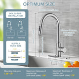 TOYWIA Kitchen Faucets with Pull Down Sprayer, Brushed Nickel Single Handle High Arc Stainless Steel Sink Faucet with Deck Plate, 1 or 3 Hole Deck Mount for RV, Bar, Farmhouse, Laundry, Outdoor