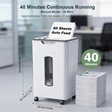 Wingwise Paper Shredder for Home Office, 60 Sheets Auto Feed, P-4 Cross Cut, 40 Mins Runtime, 52dB Quiet, 2.5m/min Shredding, 5.8 Gallon Bin, CD/Credit Card Shredder with Anti-Jam & Dual Modes