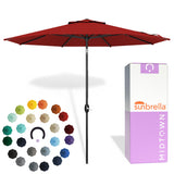 Midtown Umbrellas - The Lean 8 Ft Patio Umbrella with Fade-Resistant Sunbrella Fabric, Auto-Tilt Aluminum Frame and 8 Reinforced Ribs for Deck, Pool & Garden - Red Canopy, Black Pole