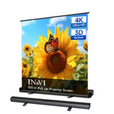 100" Portable Non-Tension Matte White Manual Pull Up Projector Screen,178°Viewing Angle Movie Screen,Outdoor Projector Screen Wrinkle-Free Design for Backyard Movie Night
